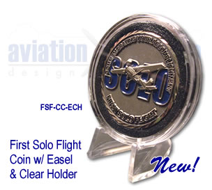 First Solo Flight Coin with Clear Holder and Easel
